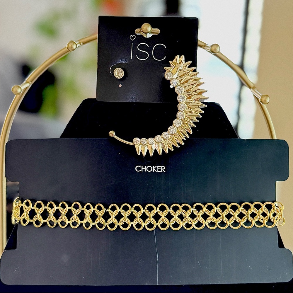 Gold Choker and Earring Set